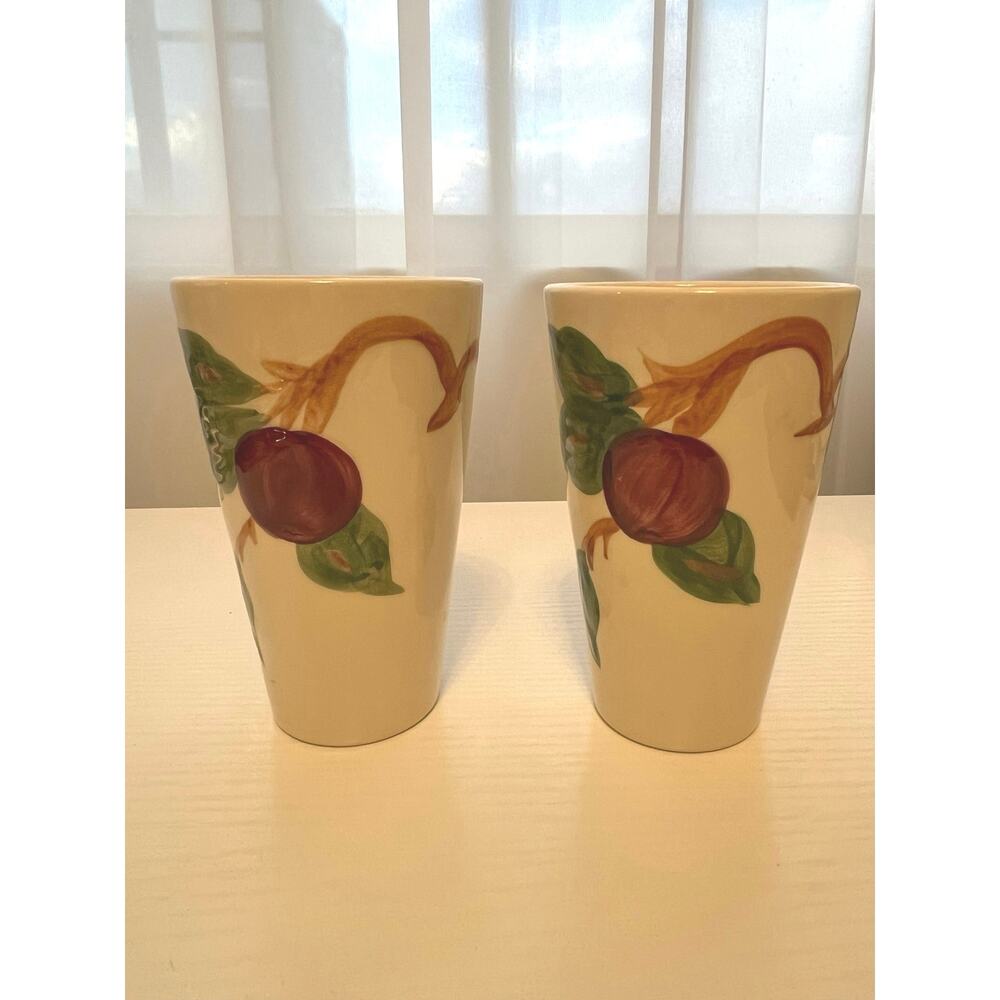 Pair of Mid-Century Franciscan Ware Apple Pattern Earthenware Tumbler Cups